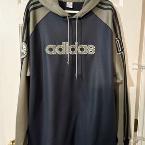 Adidas Old School New Tricks Hoodie – Navy & Gray, Size XL